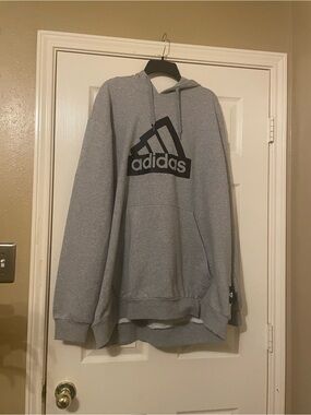 Adidas Men's Gray Logo Hoodie Size: 2XL